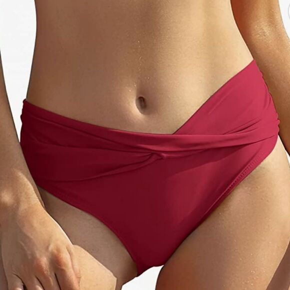 NWT SHEKINI Women's Bikini Bottom Twist Front Cheeky Ruched   Size . - Picture 1 of 8